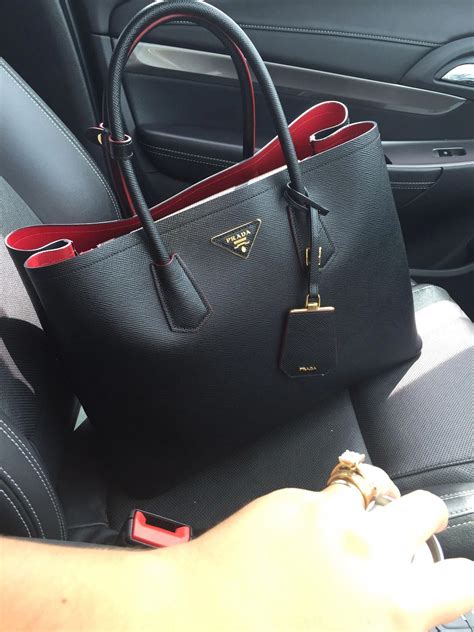 prada black and red bag|prada handbags black leather.